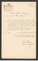 k.k. naturhistorisches Hofmuseum, Intendanzakten 1885-1896 (Hauer), Aktenzahl Z.412/1888, Seite 1